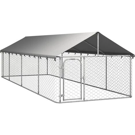 VIDAXL Chenil Extérieur Avec Toit Pour Chiens 600x200x150 Cm - Argent 2 VIDAXL Chenil Extérieur Avec Toit Pour Chiens 600x200x150 Cm - Argent – Image 2