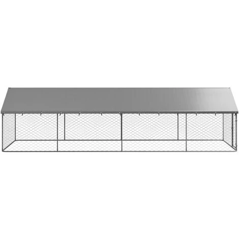 VIDAXL Chenil Extérieur Avec Toit Pour Chiens 600x200x150 Cm - Argent 3 VIDAXL Chenil Extérieur Avec Toit Pour Chiens 600x200x150 Cm - Argent – Image 3