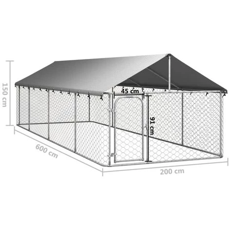 VIDAXL Chenil Extérieur Avec Toit Pour Chiens 600x200x150 Cm - Argent 5 VIDAXL Chenil Extérieur Avec Toit Pour Chiens 600x200x150 Cm - Argent – Image 5