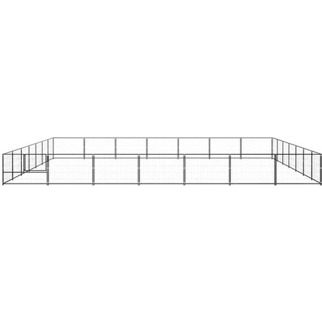 VIDAXL Chenil Noir 49 M² Acier - Noir 3 VIDAXL Chenil Noir 49 M² Acier - Noir – Image 3