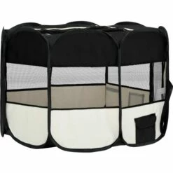 VIDAXL Parc Pliable Pour Chien Avec Sac De Transport Noir 125x125x61cm - Noir -Niche, chenil, enclos et parc pour chien Soldes 2022 67701163 4