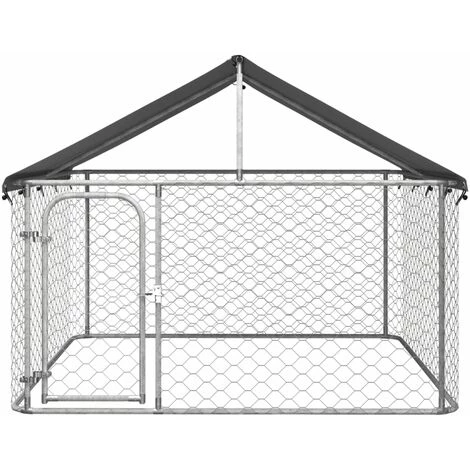 VIDAXL Chenil D'extérieur Avec Toit Pour Chiens 200x200x150 Cm - Argent 1 VIDAXL Chenil D'extérieur Avec Toit Pour Chiens 200x200x150 Cm - Argent