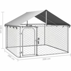 VIDAXL Chenil D'extérieur Avec Toit Pour Chiens 200x200x150 Cm - Argent 9 VIDAXL Chenil D'extérieur Avec Toit Pour Chiens 200x200x150 Cm - Argent -Niche, chenil, enclos et parc pour chien Soldes 2022 67701222 5