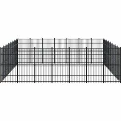 VIDAXL Chenil D'extérieur Pour Chiens Acier 51,61 M² - Noir -Niche, chenil, enclos et parc pour chien Soldes 2022 67701248 3