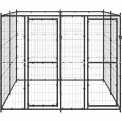 VIDAXL Chenil D'extérieur Pour Chiens Acier 4,84 M² - Noir