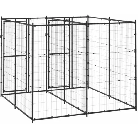 VIDAXL Chenil D'extérieur Pour Chiens Acier 4,84 M² - Noir 4 VIDAXL Chenil D'extérieur Pour Chiens Acier 4,84 M² - Noir – Image 4