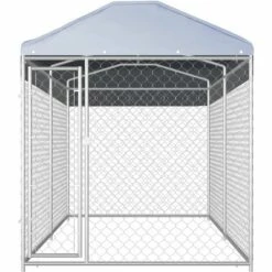 VIDAXL Chenil D'extérieur Avec Toit Pour Chiens 382x192x225 Cm - Argent