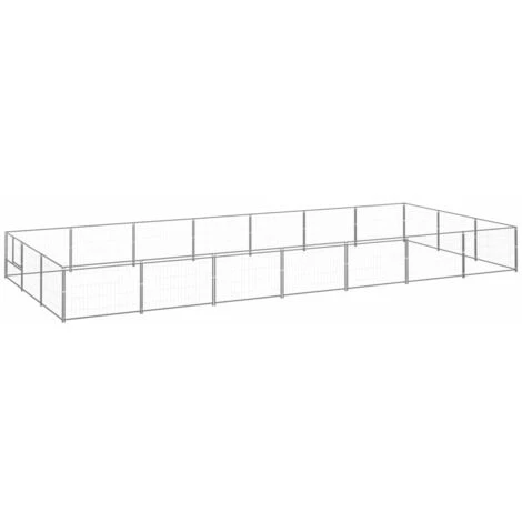 VIDAXL Chenil Argenté 21 M² Acier - Argent 2 VIDAXL Chenil Argenté 21 M² Acier - Argent – Image 2