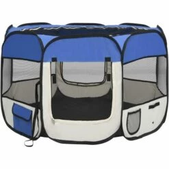 VIDAXL Parc Pour Chiens Pliable Avec Sac De Transport Bleu 90x90x58 Cm - Bleu