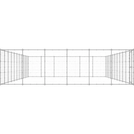 VIDAXL Chenil Extérieur Acier Galvanisé 79,86 M² - Argent 3 VIDAXL Chenil Extérieur Acier Galvanisé 79,86 M² - Argent – Image 3