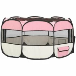 VIDAXL Parc Pliable Pour Chien Avec Sac De Transport Rose 145x145x61cm - Rose -Niche, chenil, enclos et parc pour chien Soldes 2022 67702402 4