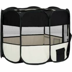 VIDAXL Parc Pour Chiens Pliable Avec Sac De Transport Noir 90x90x58 Cm - Noir -Niche, chenil, enclos et parc pour chien Soldes 2022 67702494 4