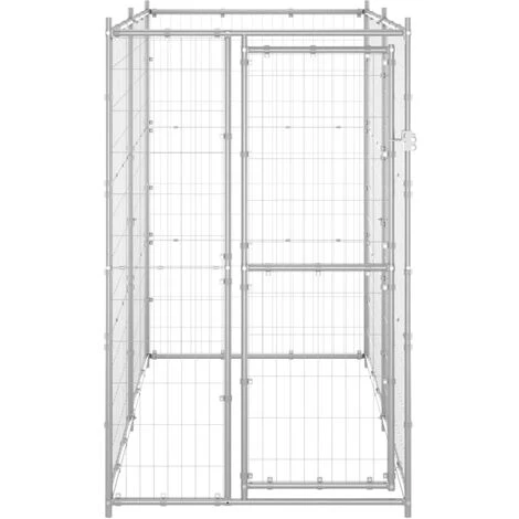 VIDAXL Chenil Extérieur Pour Chiens Acier Galvanisé 110x220x180 Cm - Argent 1 VIDAXL Chenil Extérieur Pour Chiens Acier Galvanisé 110x220x180 Cm - Argent