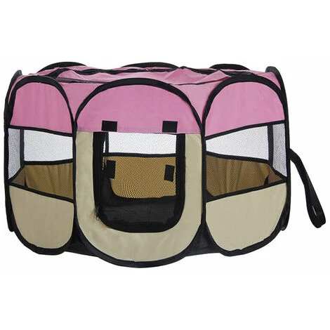 QERSTA Oxford Enclos Pliable Grand Parc Pour Animaux Chiens, Chiots, Chats, Lapins, Cochons D'Inde à L'intérieur Ou à L'extérieur - 125x125x64cm - Rose - Rose 4 QERSTA Oxford Enclos Pliable Grand Parc Pour Animaux Chiens, Chiots, Chats, Lapins, Cochons D'Inde à L'intérieur Ou à L'extérieur - 125x125x64cm - Rose - Rose – Image 4