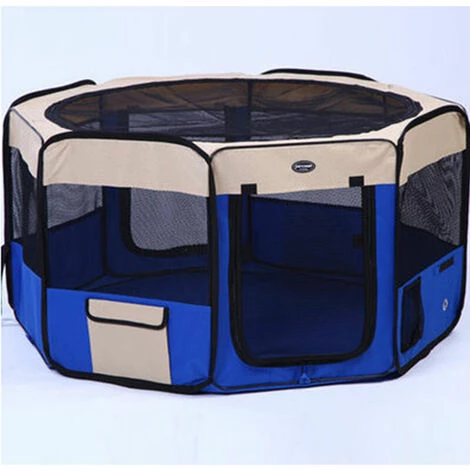 YIDOMDE Parc Pour Chien Chat Pliable,125*125*61cm,49cm*61cm*8pcs + 1 Housse De Transport-Bleu 4 YIDOMDE Parc Pour Chien Chat Pliable,125*125*61cm,49cm*61cm*8pcs + 1 Housse De Transport-Bleu – Image 4