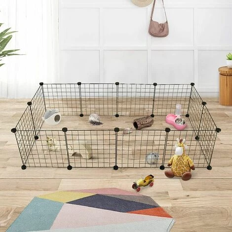 GRID COOL Enclos DIY Pour Chiot Parc Enclos Réglable En Fil De Fer Et Plastique Pour Petits Animaux Lapins Hamster - Noir 2 GRID COOL Enclos DIY Pour Chiot Parc Enclos Réglable En Fil De Fer Et Plastique Pour Petits Animaux Lapins Hamster - Noir – Image 2