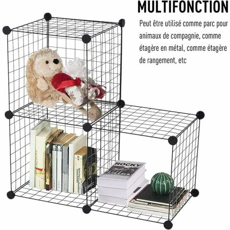 GRID COOL Enclos DIY Pour Chiot Parc Enclos Réglable En Fil De Fer Et Plastique Pour Petits Animaux Lapins Hamster - Noir 5 GRID COOL Enclos DIY Pour Chiot Parc Enclos Réglable En Fil De Fer Et Plastique Pour Petits Animaux Lapins Hamster - Noir – Image 5