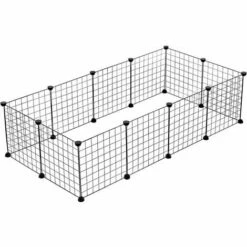 QERSTA Enclos DIY Pour Chiot Parc Enclos Réglable En Fil De Fer Et Plastique Pour Petits Animaux Lapins Hamster - Noir