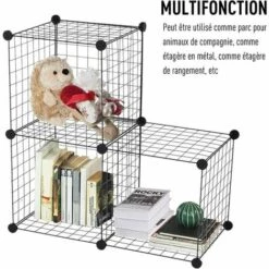 QERSTA Enclos DIY Pour Chiot Parc Enclos Réglable En Fil De Fer Et Plastique Pour Petits Animaux Lapins Hamster - Noir -Niche, chenil, enclos et parc pour chien Soldes 2022 68096341 5