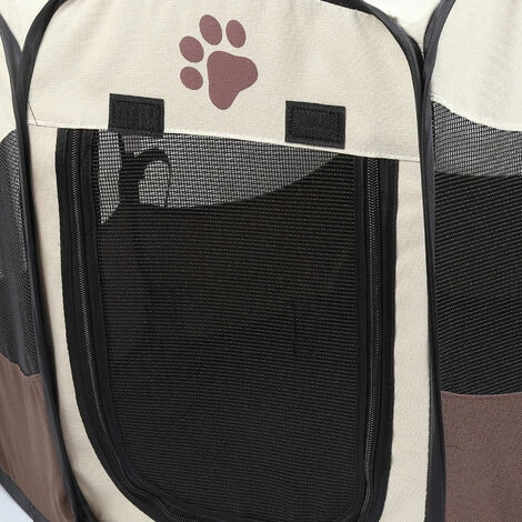 WYCTIN Hofuton Parc Chien Parc à Chiot Enclos Pour Chiens Chats Lapins Pliable Utiliser à L'intérieur Et à L'extérieur Café 4 WYCTIN Hofuton Parc Chien Parc à Chiot Enclos Pour Chiens Chats Lapins Pliable Utiliser à L'intérieur Et à L'extérieur Café – Image 4
