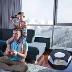 OYLDA Petits Animaux Clôture Grillagée Pliable Pop-Up Tente Pour Petits Animaux - Noir -Niche, chenil, enclos et parc pour chien Soldes 2022 68138607 5