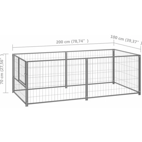 LangRay Articles Pour Animaux Chenil Argenté 200x100x70 Cm Acier 5 LangRay Articles Pour Animaux Chenil Argenté 200x100x70 Cm Acier – Image 5