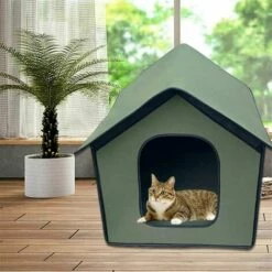 ECHOO Niche Pour Chien Exterieur | Maison Pour Chat Étanche | Cabane Chat Exterieur Hiver Pour Animaux De Compagnie | Abri Ecologiques Pliable Pour Chat/Lapin/Petit Chien（vert） -Niche, chenil, enclos et parc pour chien Soldes 2022 68254223 5