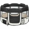 TECTAKE Parc Pour Chien Chat Pliable 115 Cm X 115 Cm X 64 Cm Noir + 1 Housse De Transport