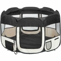 TECTAKE Parc Pour Chien Chat Pliable 115 Cm X 115 Cm X 64 Cm Noir + 1 Housse De Transport
