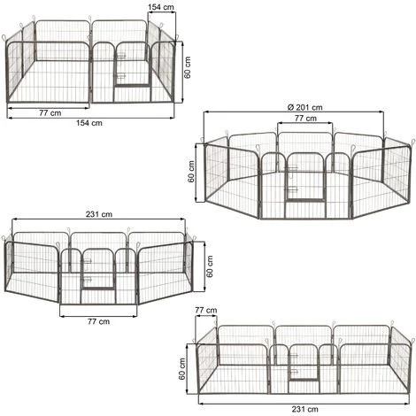 TECTAKE Enclos Acier Ajustable Modulable Extèrieur Ou Intèrieur, Parc à Chiots / Chiens Et Petits Animaux 201 Cm ? Gris 2 TECTAKE Enclos Acier Ajustable Modulable Extèrieur Ou Intèrieur, Parc à Chiots / Chiens Et Petits Animaux 201 Cm ? Gris – Image 2