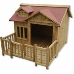 WILTEC Niche De Chien Maison De Luxe XL Bois Balcon Jardin Terrasse Chien