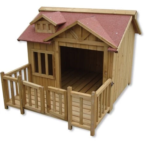 WILTEC Niche De Chien Maison De Luxe XL Bois Balcon Jardin Terrasse Chien 1 WILTEC Niche De Chien Maison De Luxe XL Bois Balcon Jardin Terrasse Chien