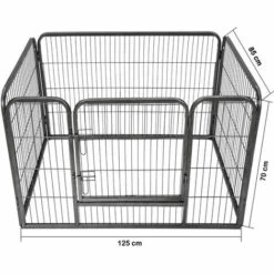 TECTAKE Parc à Chiots Petits Chiens En Acier 125 Cm X 85 Cm X 70 Cm Gris - Gris -Niche, chenil, enclos et parc pour chien Soldes 2022 8187675 4