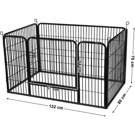 FEANDREA Enclos En Métal Pour Chien, Parc Pour Chiot, Rongeur Et Lapin, Hauteur 70cm, Avec Porte, Noir, Par SONGMICS PPK04BK - Noir 5 FEANDREA Enclos En Métal Pour Chien, Parc Pour Chiot, Rongeur Et Lapin, Hauteur 70cm, Avec Porte, Noir, Par SONGMICS PPK04BK - Noir – Image 5