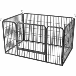FEANDREA Enclos En Métal Pour Chien, Parc Pour Chiot, Rongeur Et Lapin, Hauteur 70cm, Avec Porte, Gris, Par SONGMICS PPK04GY