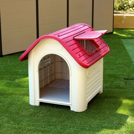 Niche De Jardin Pour Chien Gardiun Dakota Résine 87x72x75 Cm Beige/Rouge 2 Niche De Jardin Pour Chien Gardiun Dakota Résine 87x72x75 Cm Beige/Rouge – Image 2