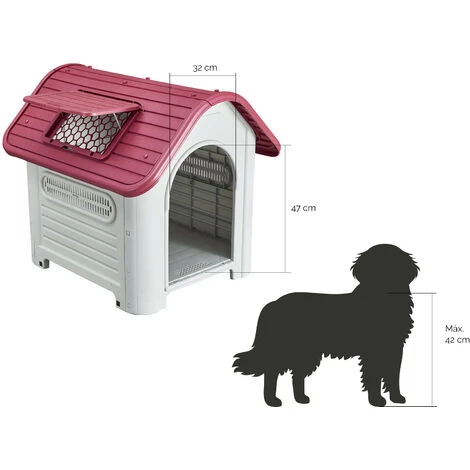 Niche De Jardin Pour Chien Gardiun Dakota Résine 87x72x75 Cm Beige/Rouge 3 Niche De Jardin Pour Chien Gardiun Dakota Résine 87x72x75 Cm Beige/Rouge – Image 3